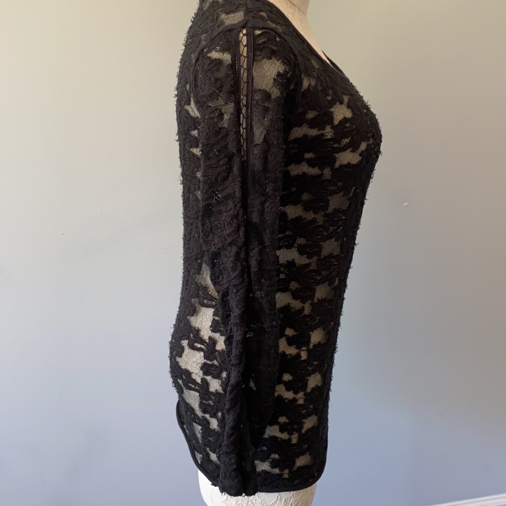 Free people sheer black long sleeve top - Picture 4 of 8